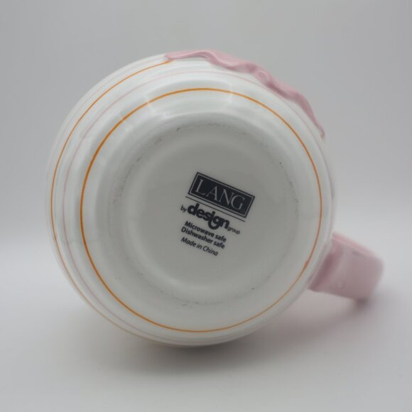 Lang Halloween Pink Ghost With Stripes Ceramic 16oz Mug: Pink, Orange and White - Picture 9 of 9